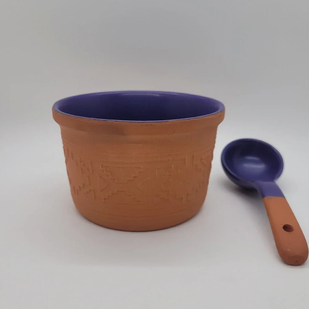 Taco Bell 1998 Kitchen Originals Terracotta Salsa Bowl and Ladle Set